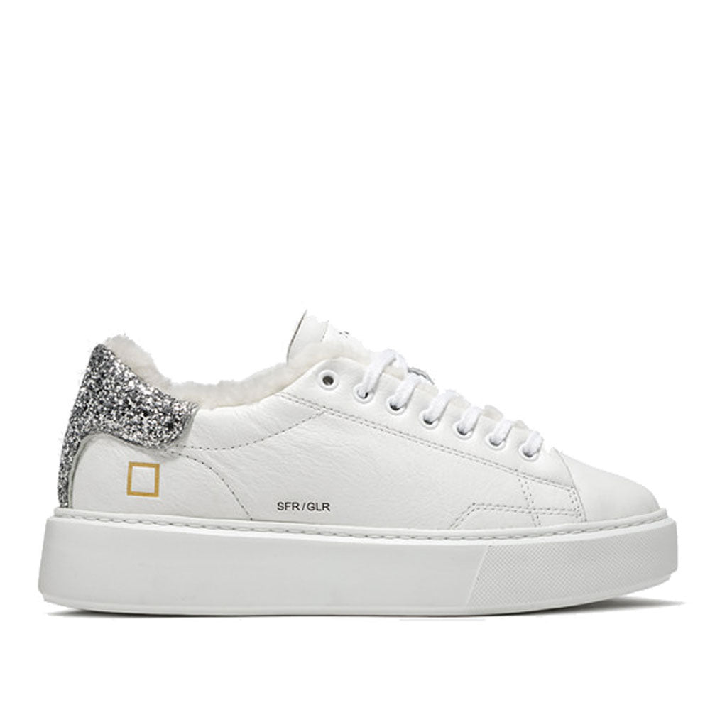 Scarpe Donna D.A.T.E. Sneakers linea Sfera Fur Glitter colore White Silver