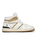 Scarpe Donna D.A.T.E. Sneakers Alte linea Sport High Vintage Calf colore Bianco e Oro
