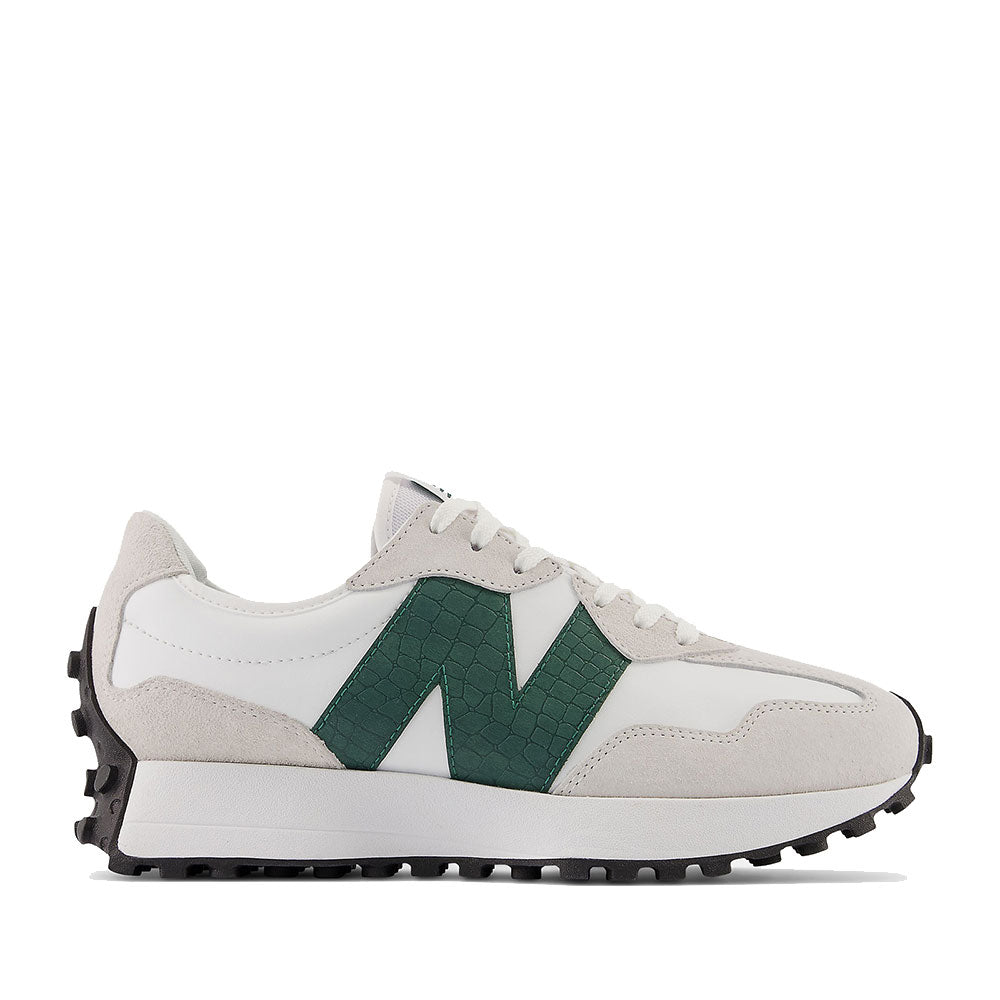 Scarpe Donna NEW BALANCE Sneakers 327 in Suede e Nylon colore White e Nightwatch Green