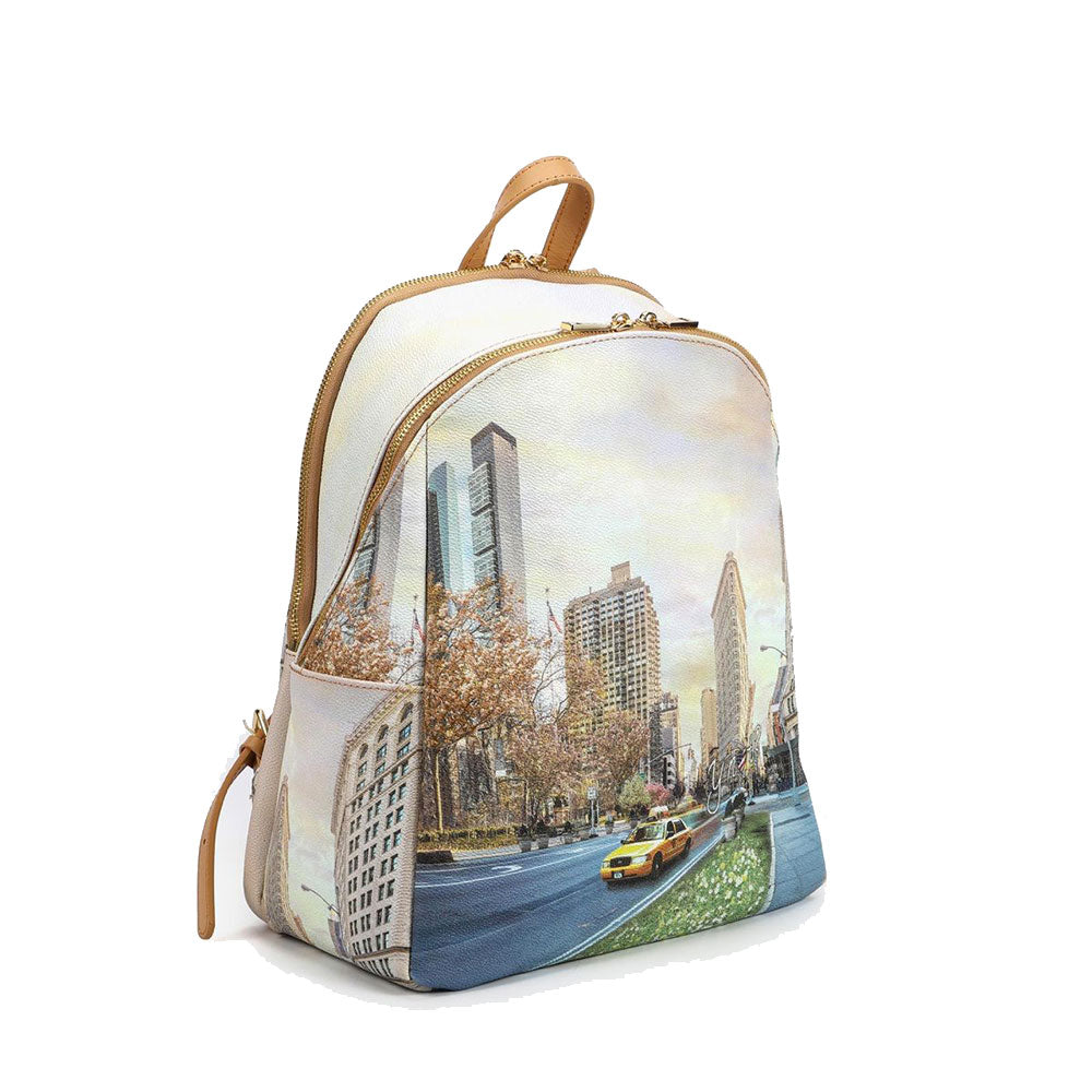 Y NOT Damenrucksack mit zwei Fächern YES-601 Flat Iron Print