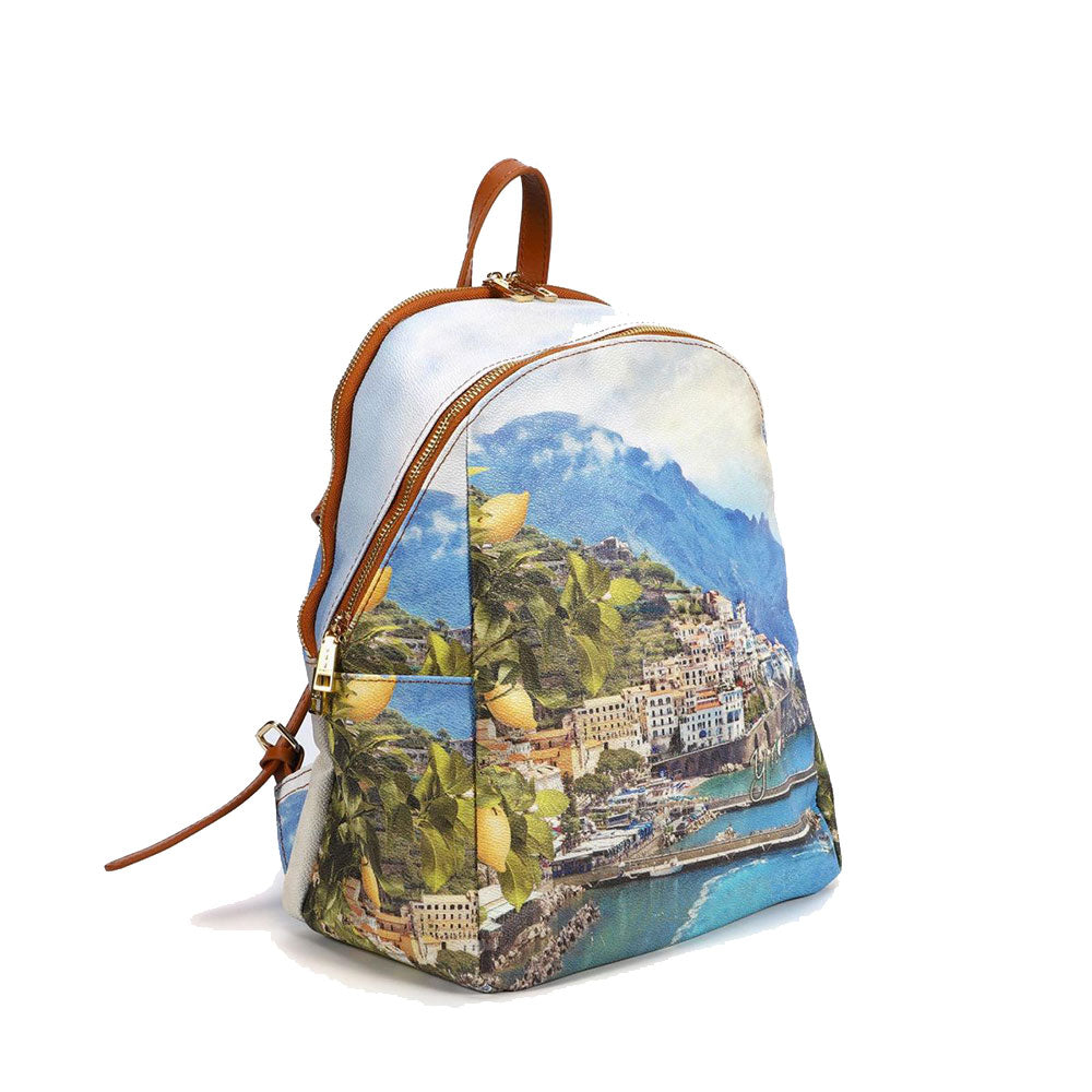 Y NOT Damenrucksack mit zwei Fächern YES-601 Lemon Coast Print