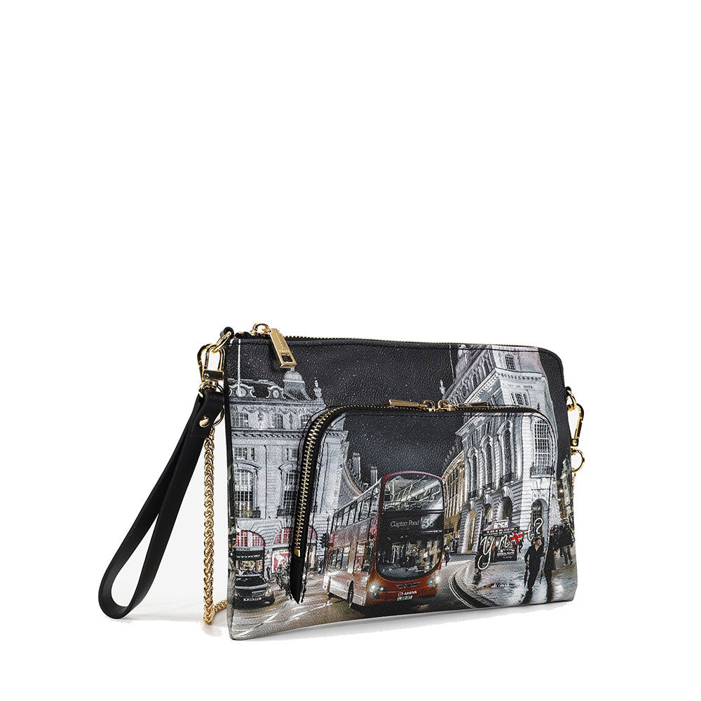 Y NOT Damen-Clutch mit Schultergurt YES-604 London By Night