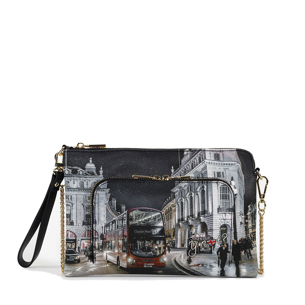 Y NOT Damen-Clutch mit Schultergurt YES-604 London By Night