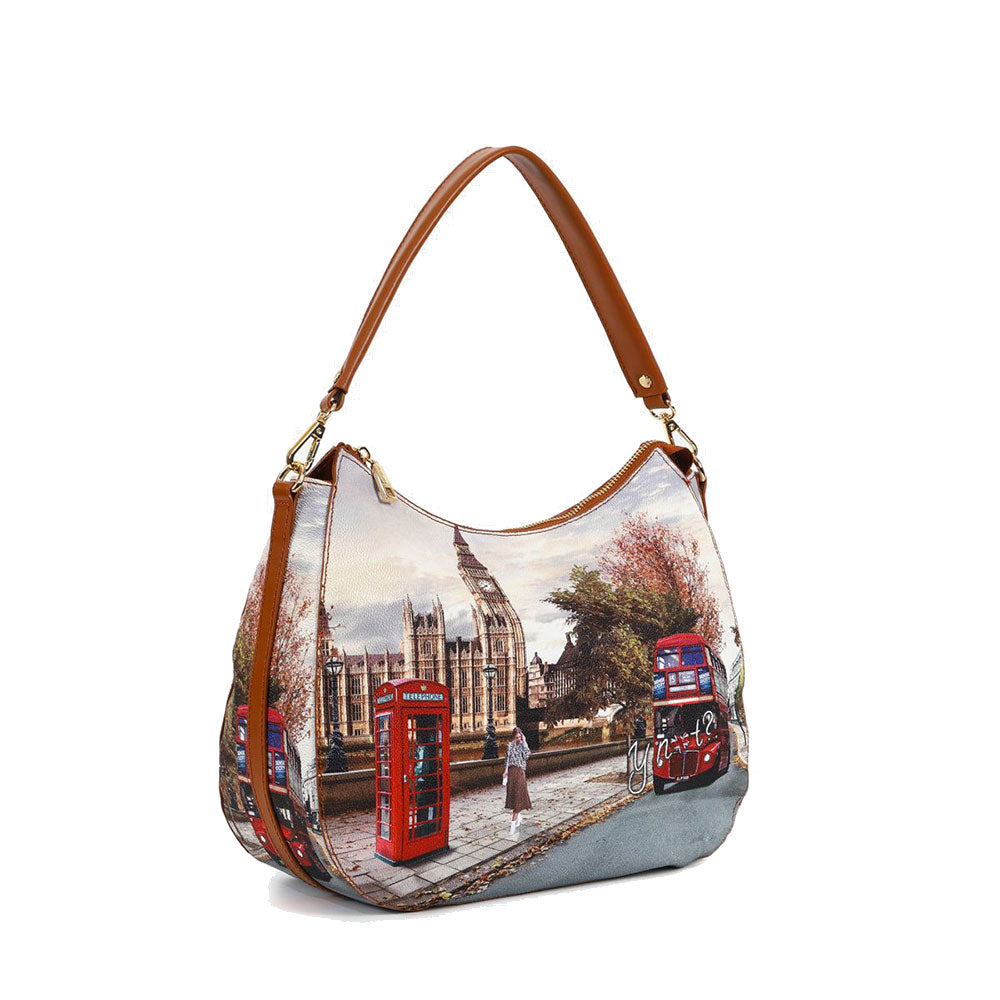 Borsa Donna Hobo Bag Y NOT YES-629 stampa London Street