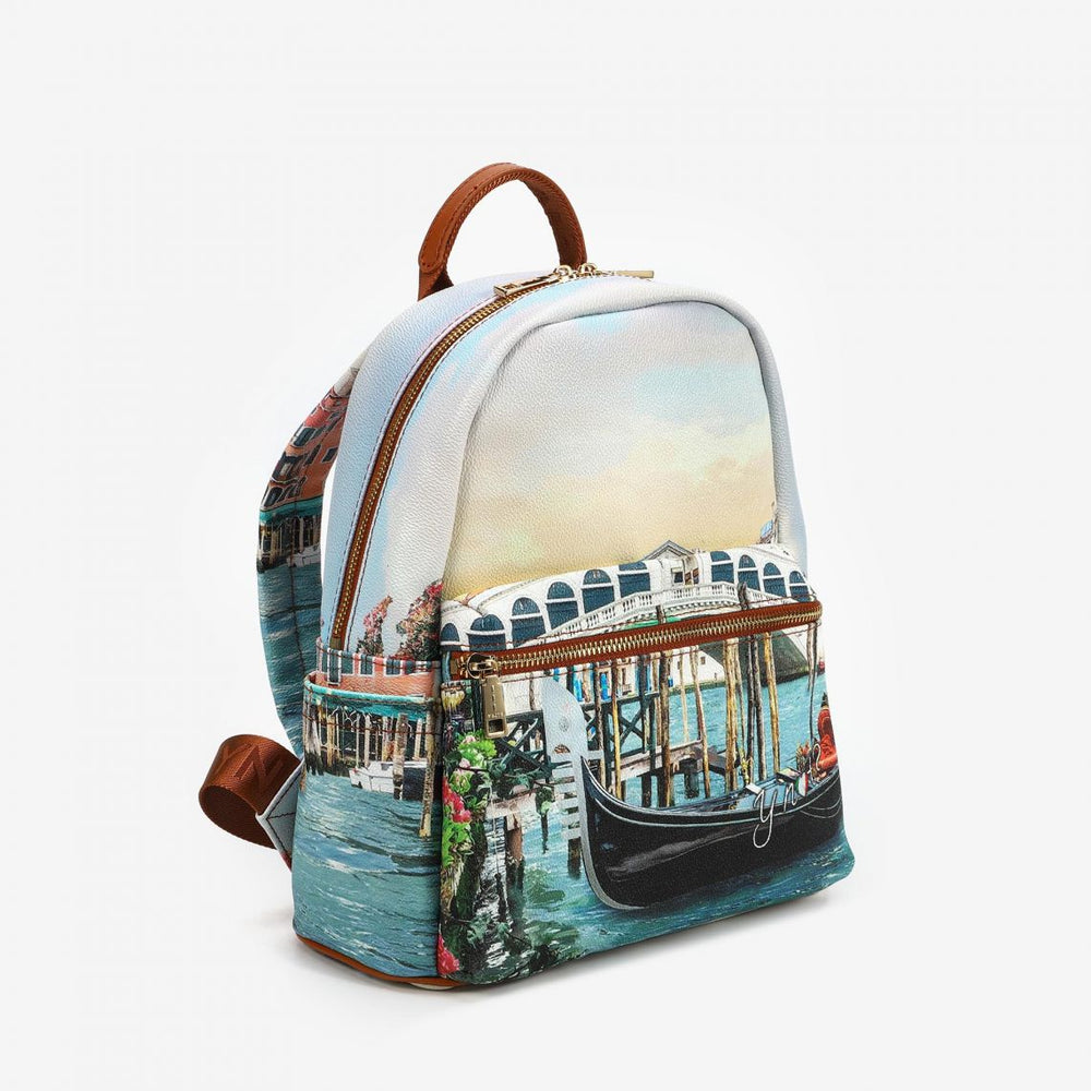 Y NOT Kleiner Damenrucksack mit Außentasche YES-380 Canaletto