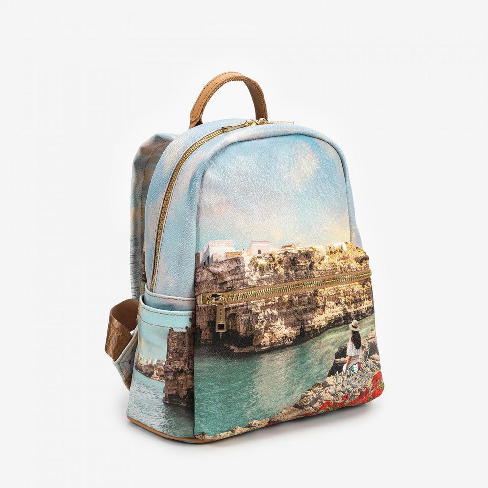 Y NOT Kleiner Damenrucksack mit Außentasche YES-380 Polignano-Print