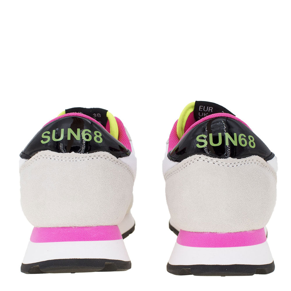 Scarpe Donna Sun68 Sneakers Ally Solid Bianco e Giallo Fluo