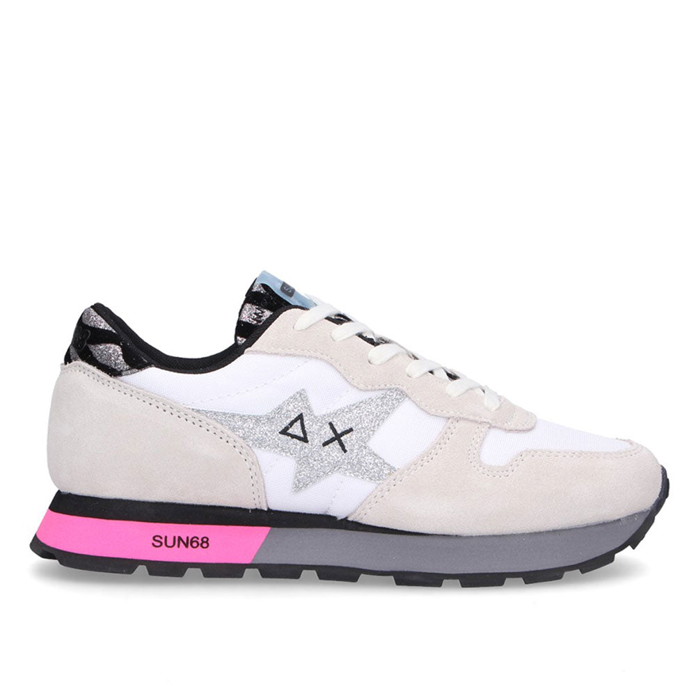 Scarpe Donna Sun68 Sneakers Ally Star Girl Zebra Bianco Panna