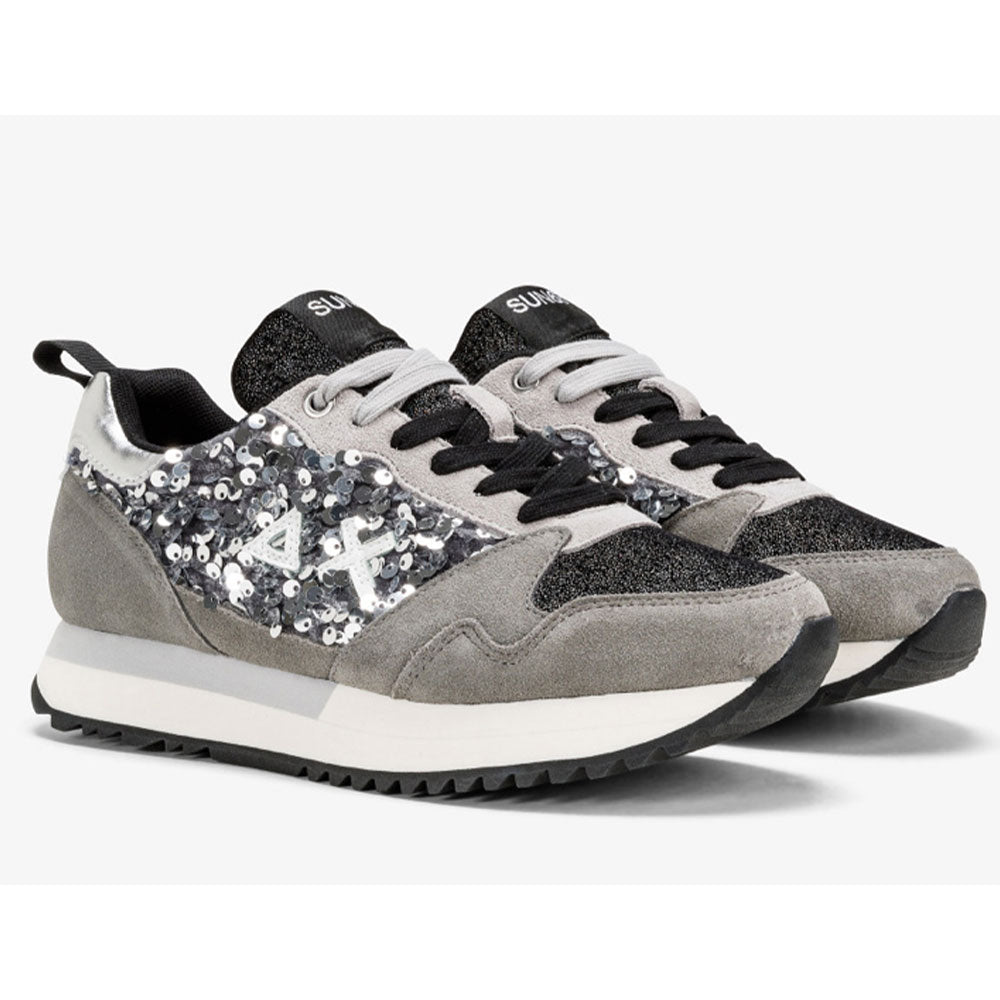 Scarpe Donna Sun68 Sneakers Kelly Paillettes Grigio Medio