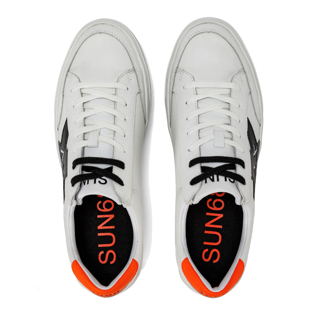 Scarpe Uomo SUN 68 Sneakers Linea Skate Colore Bianco - Arancio Fluo