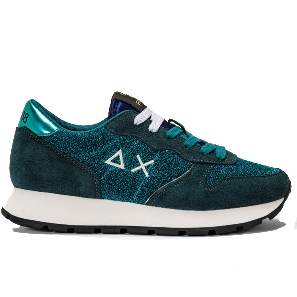 Sun68 Damenschuhe Ally Glitter Mesh Sneakers Farbe Dunkelgrün - Z43204